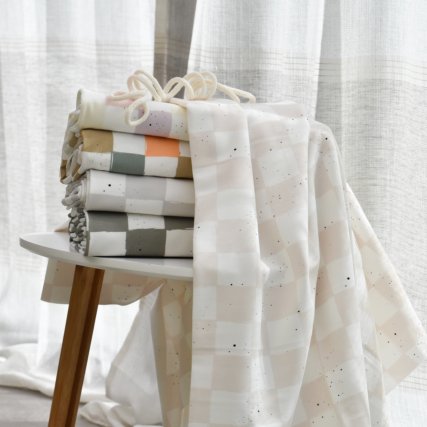 Bio French Terry | Softbeige checks