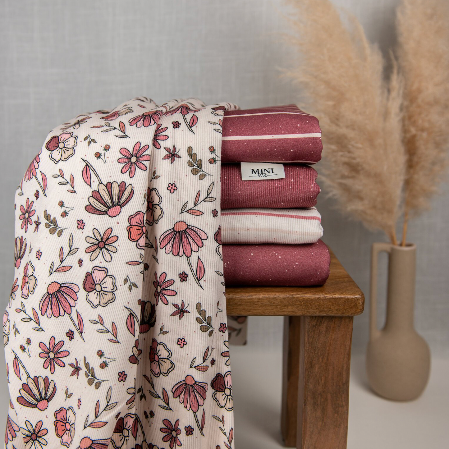 Bio Heavy Ribjersey |  Blumentraum beige