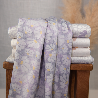 Bio French Terry I Blumen Denim Lila