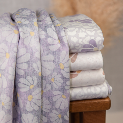 Bio French Terry I Blumen Denim Lila