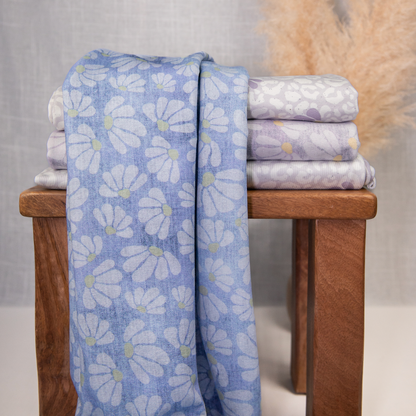 Bio French Terry I Blumen Denim blau