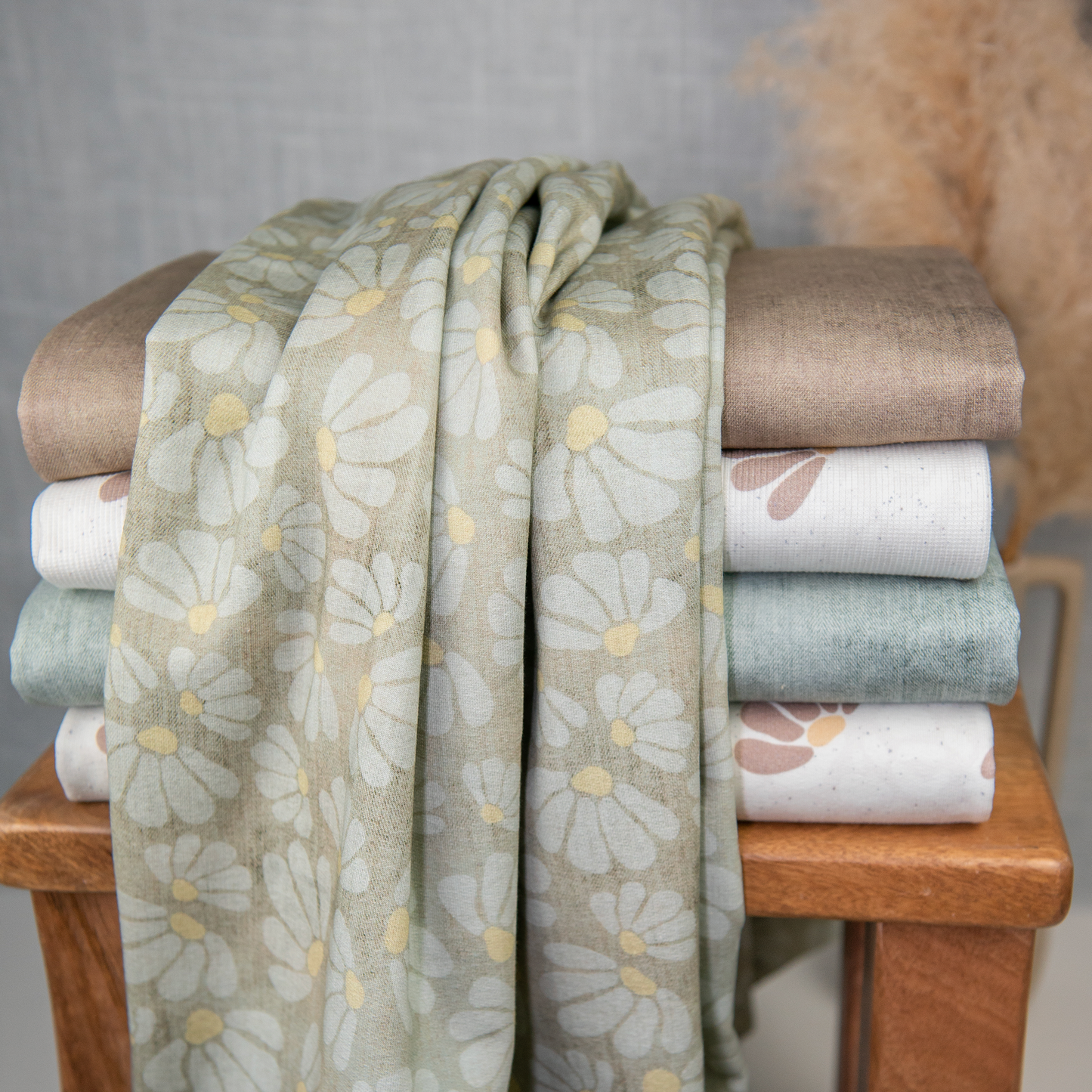 Bio French Terry I Blumen Denim Braun