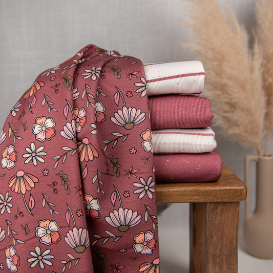 Bio French Terry | Blumentraum rot