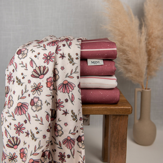 Bio Heavy Ribjersey |  Blumentraum beige